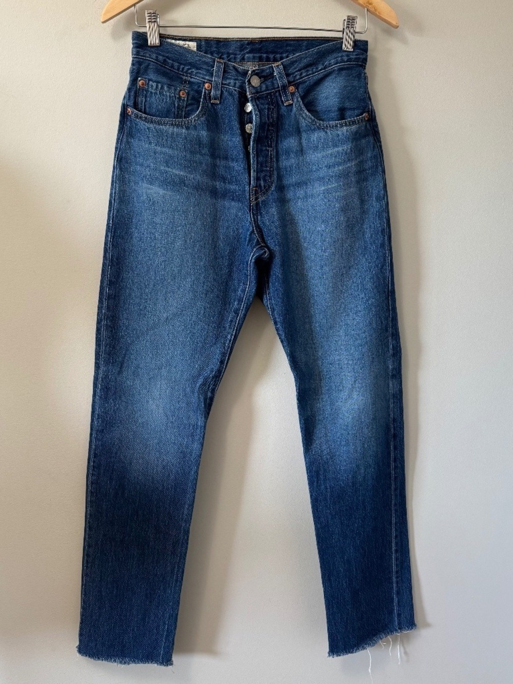 Levi's 501 Straight Leg Jeans in Dark Blue Denim